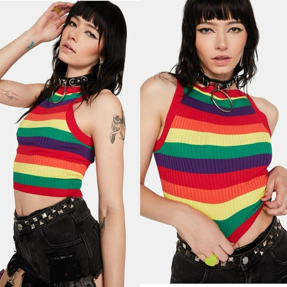 Halfheart Rainbow Ribbed Tank - Picture 2 of 12